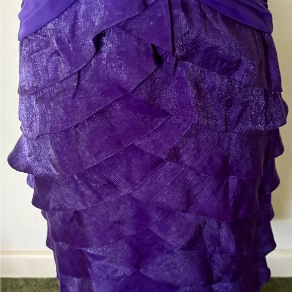 NWT Adrianna Papell Vibrant Purple Midi Cocktail Bodycon Dress w Ruffle Skirt - Picture 3 of 10